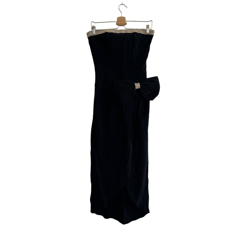 Vintage 1980's Julie Duroche Saks Fifth Avenue Black Strapless Cocktail Dress